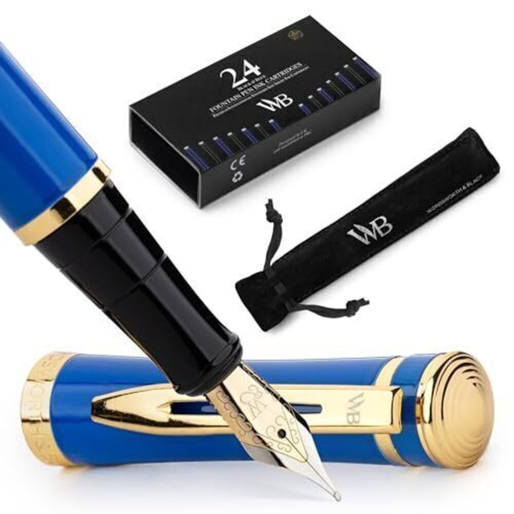 2274 Fountain Pen Set, 18K Gilded Medium Nib, Includes 24 Pack Ink